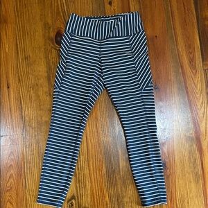 Athleta Navy and White Striped Leggings